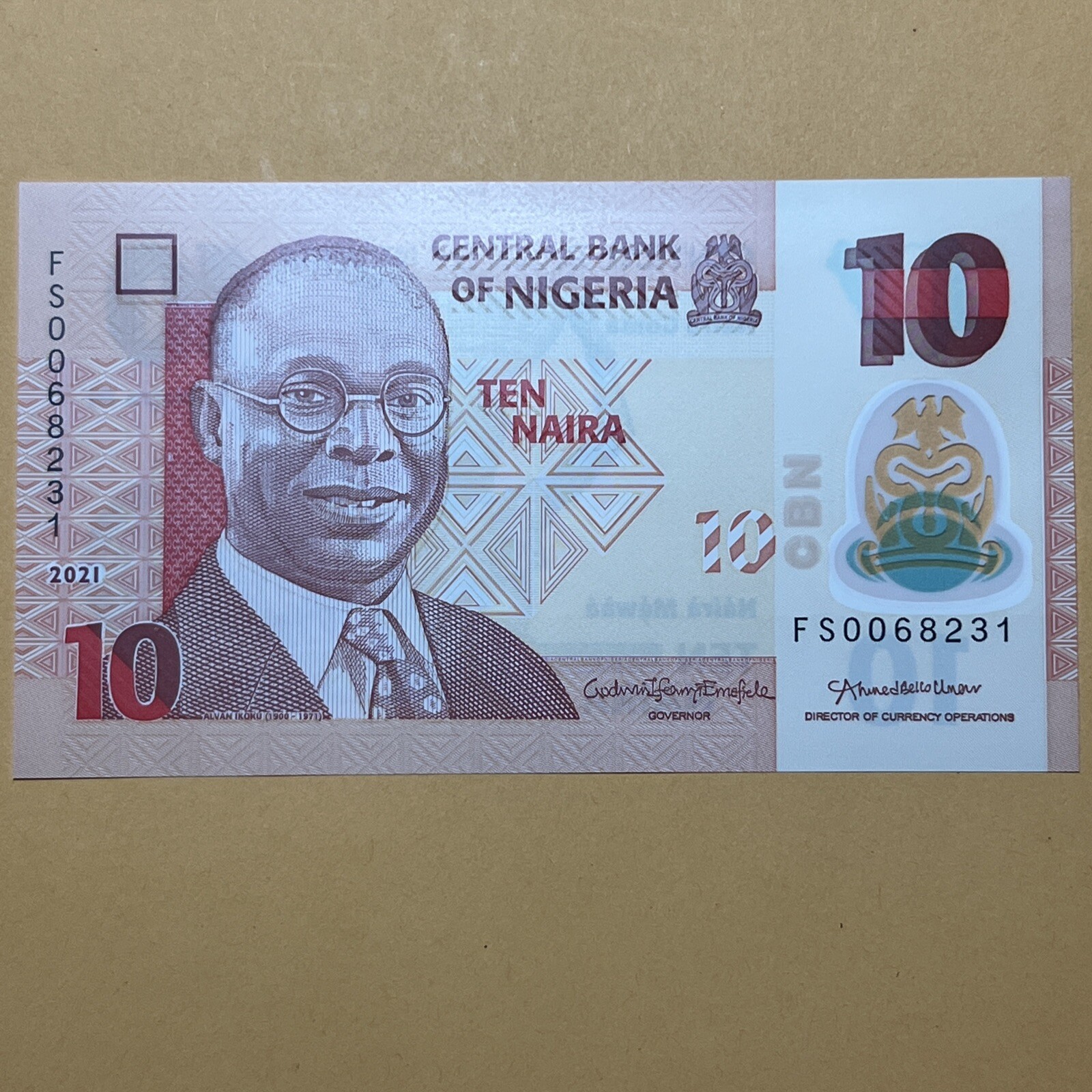 Nigeria 10 Nairas Current UnCirculated Polymer Money - Dated 2021
