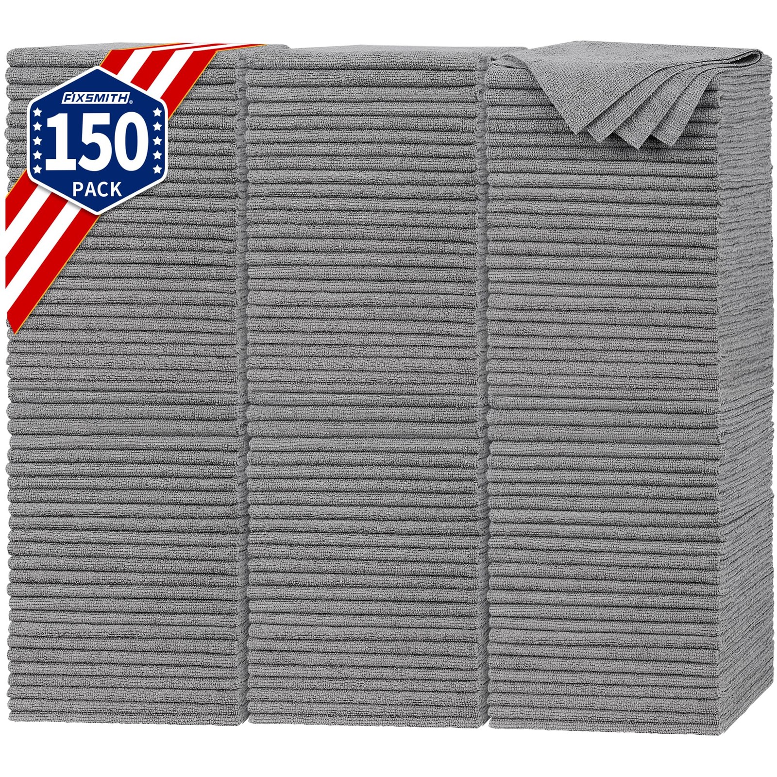 Shop Towels, Pack of 150, Grey Microfiber Cleaning Cloth Bulk, Microfiber Tow...