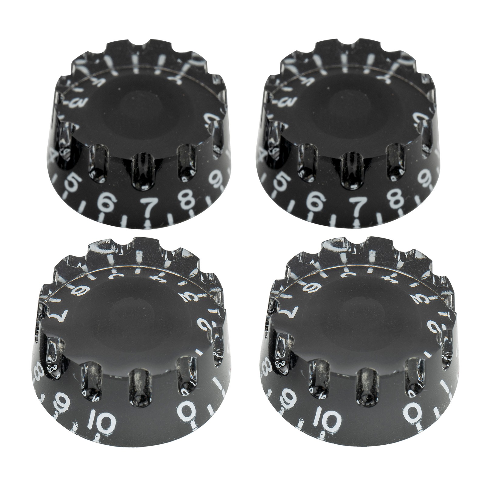 Musiclily Pro 4Pcs Black Knurled Metric 18 Spline Knob Fr Asia Import Guitar Pot