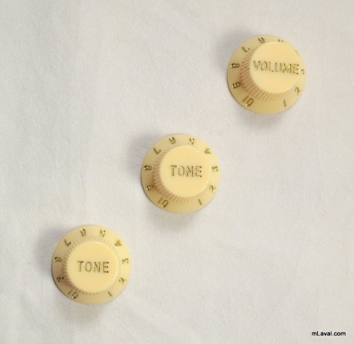 3 Stratocaster Strat Tone & Volume Guitar Control knobs replacement -Cream (C37)