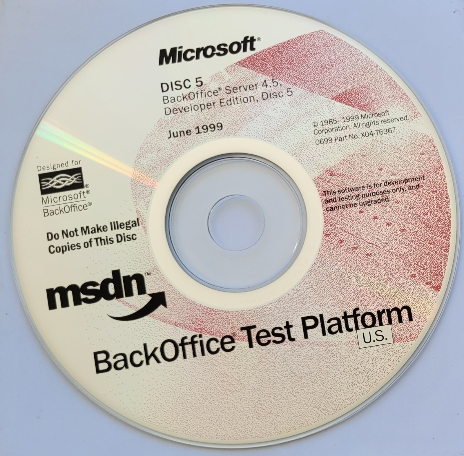 Vintage - Microsoft BackOffice Server 4.5 Developer Edition, 7 CDs, 1999