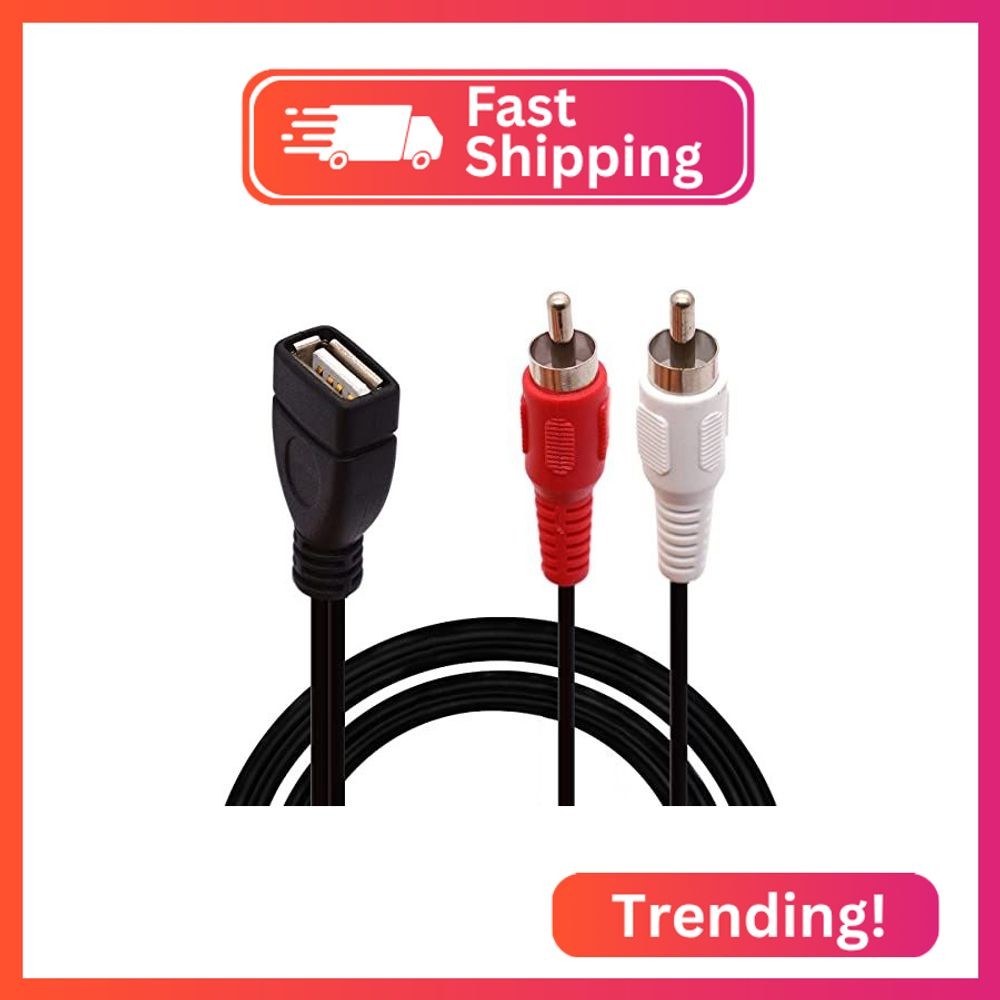 PIIHUSW USB to RCA Cable, USB A 2.0 Female to 2 RCA Male Jack Y Splitter Audio V