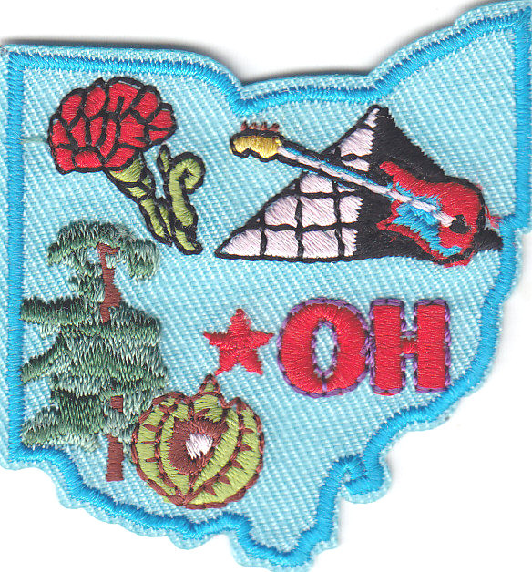 OHIO STATE SHAPE Iron On Patch Midwestern State