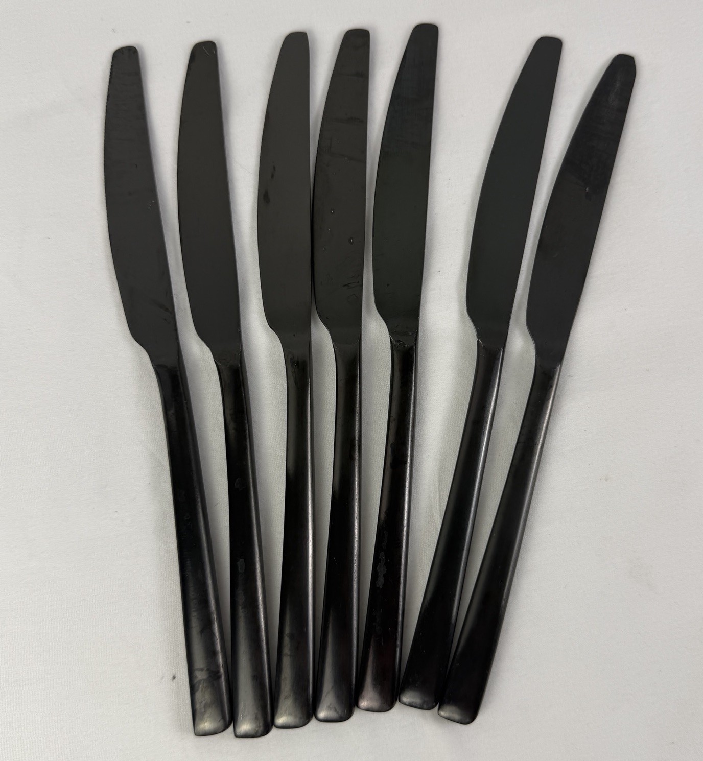 35 Piece Cambridge Cecil Black Satin Flatware Silverware Service For 7 Titanium