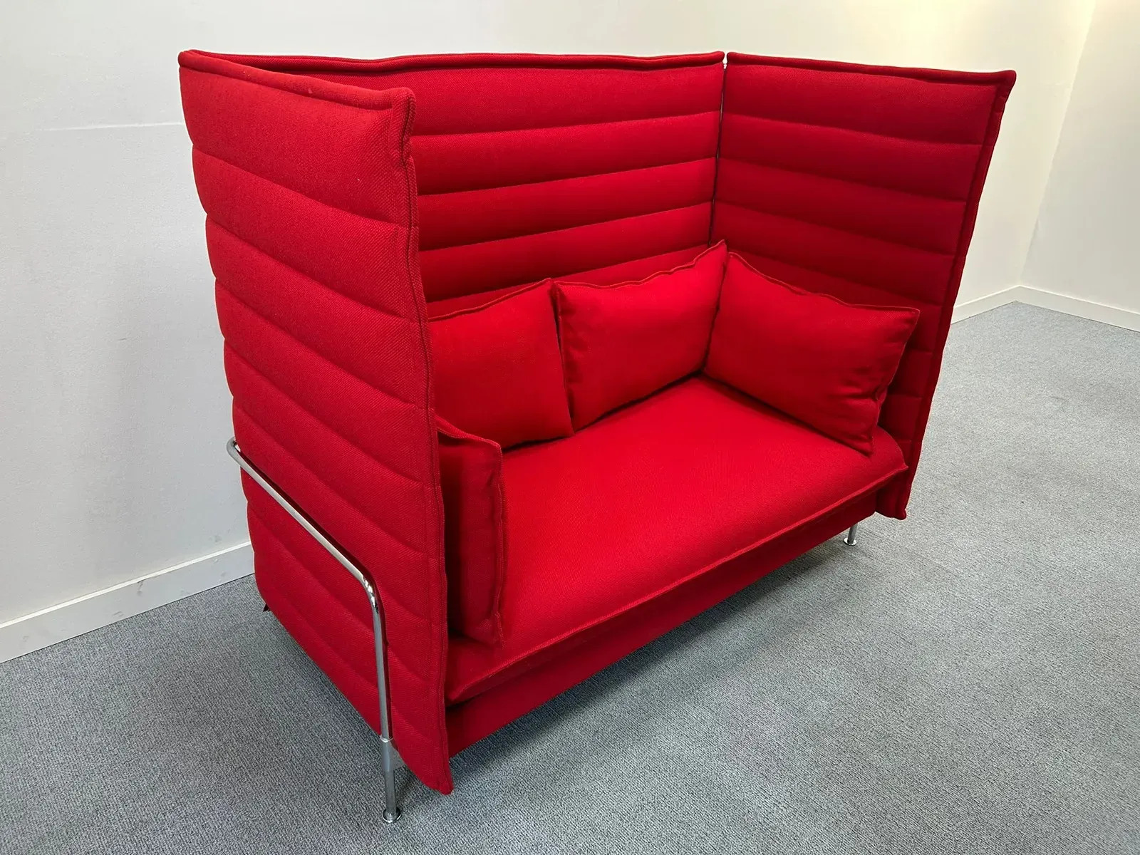 Vitra Alcove Highback Sofa Fabric Red Chrome 2 Seater H:138cm W:160cm D:85cm