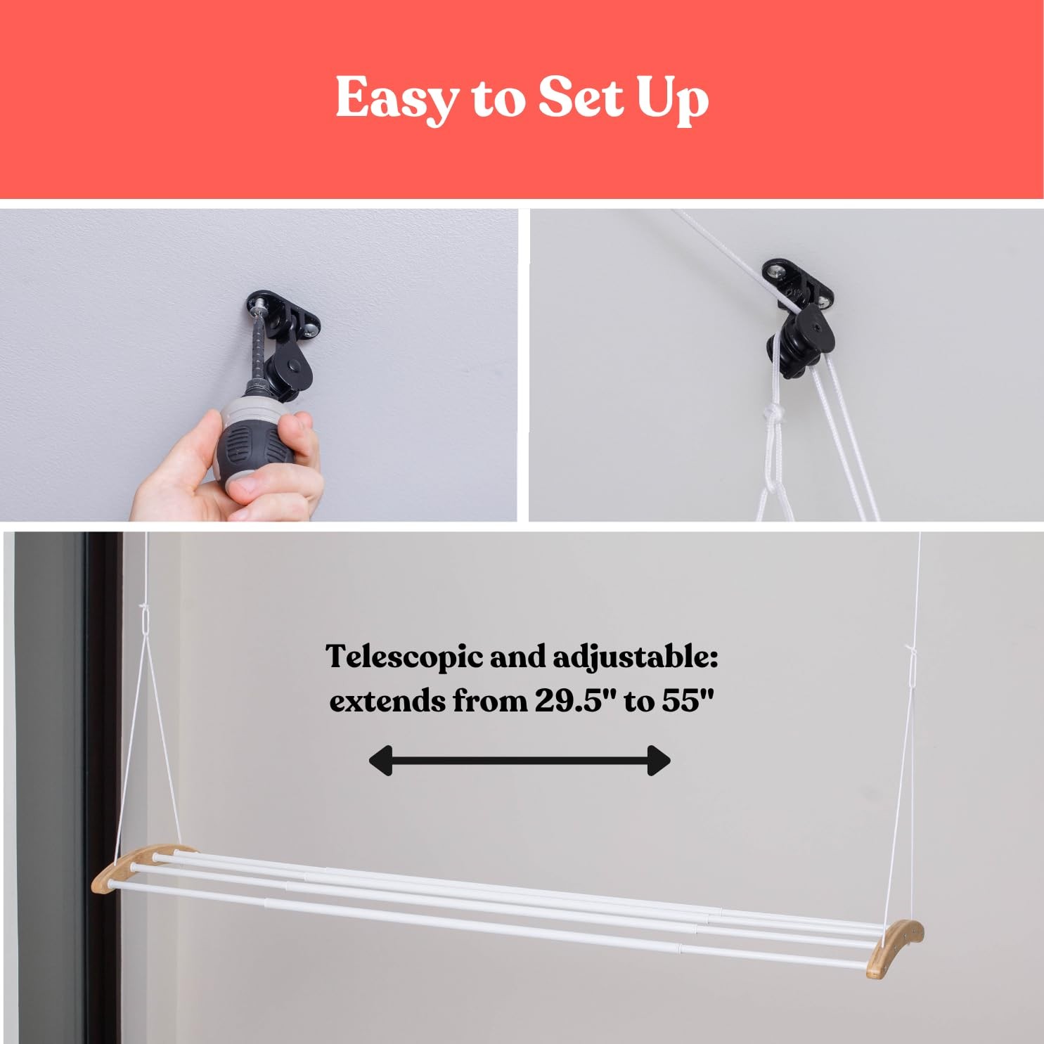 Ceiling Mounted Drying Racks for Laundry-Space-Saving Ceiling Clothes Drying ...