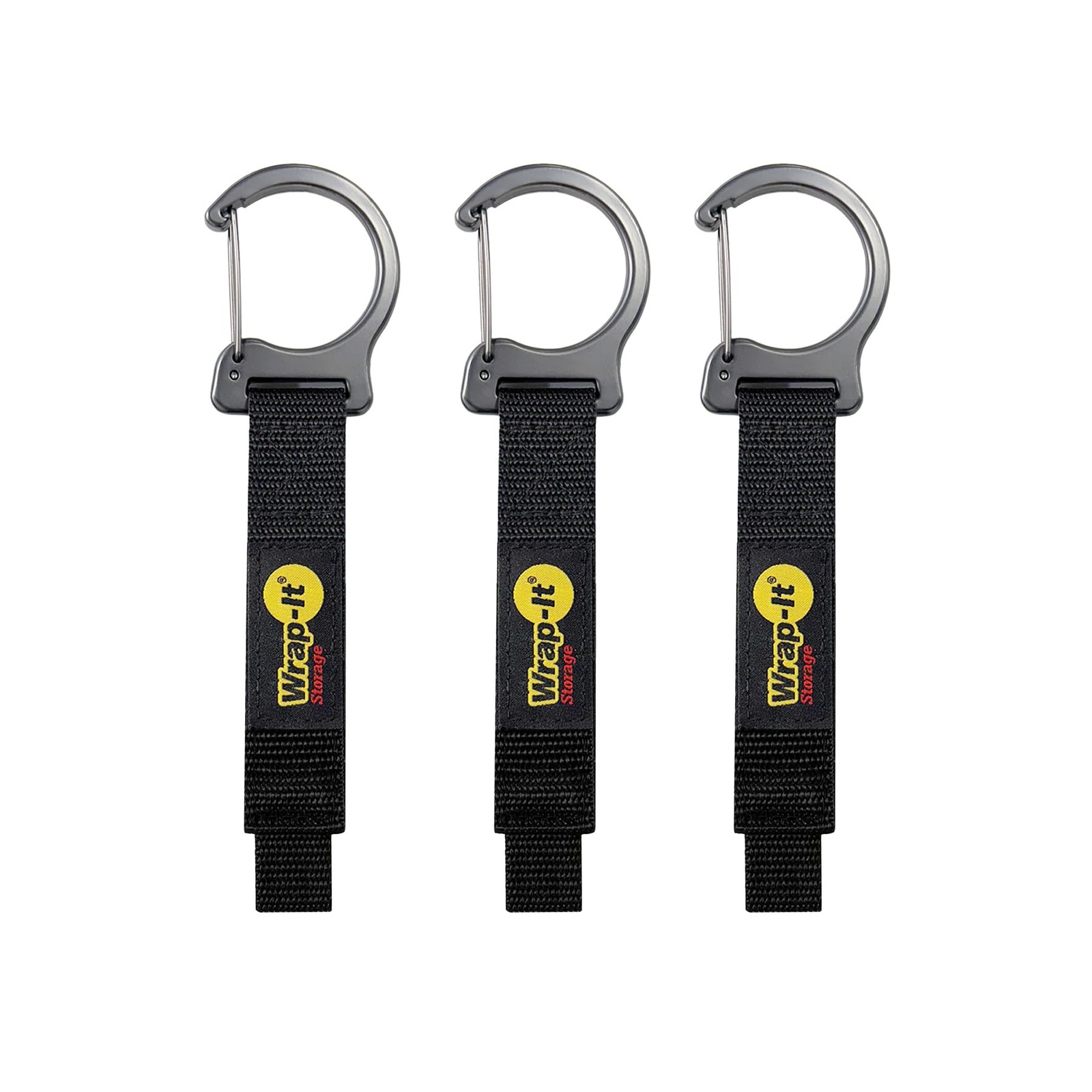 3 PCS Quick Clips 10 Inch Black Cord Straps Metal Hook Garage Storage Organize