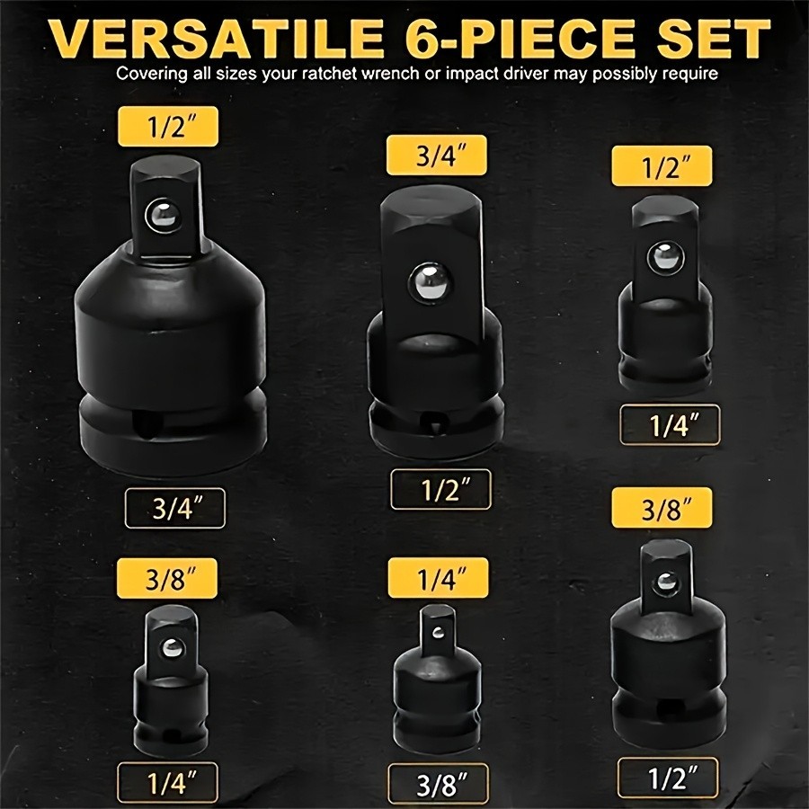 6pcs Impact Adapter And Reducer Head Kit