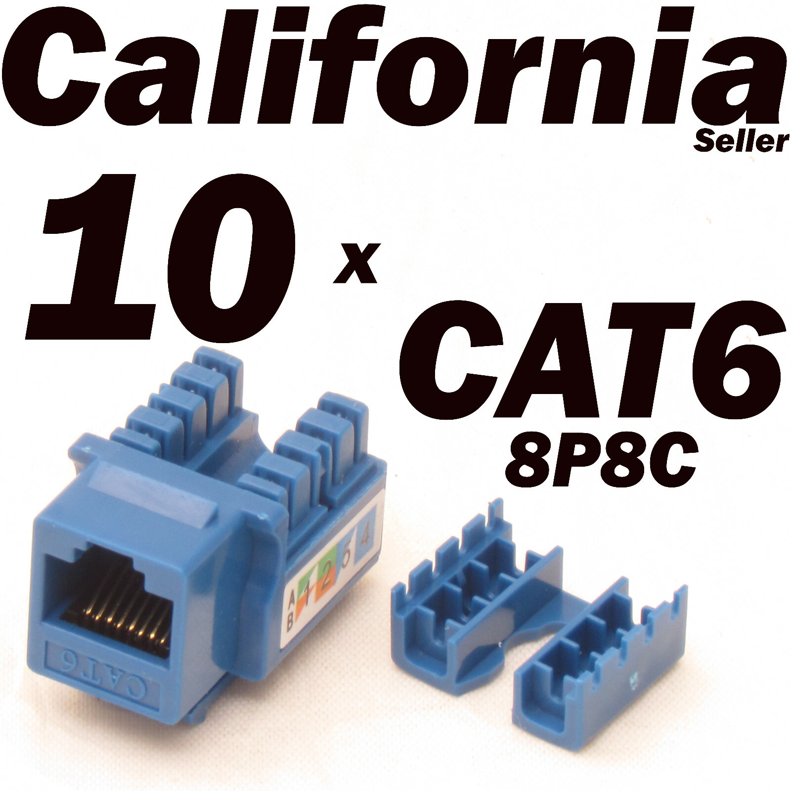 10 X Pcs Blue Keystone Jack CAT6 Network Ethernet 110 Style Punch Down 8P8C RJ45