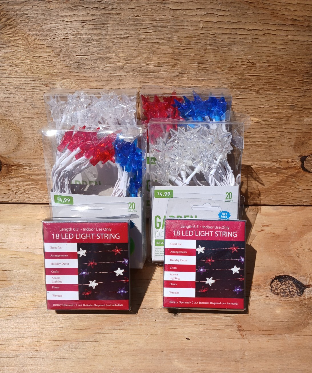 Lot of 6 Patriotic USA 4th of July  String Lights Red-White and Blue