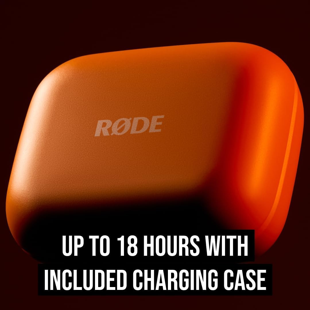 Compact Wireless Microphone Set for Smartphones - 2 Mics & Charging Case, Orange