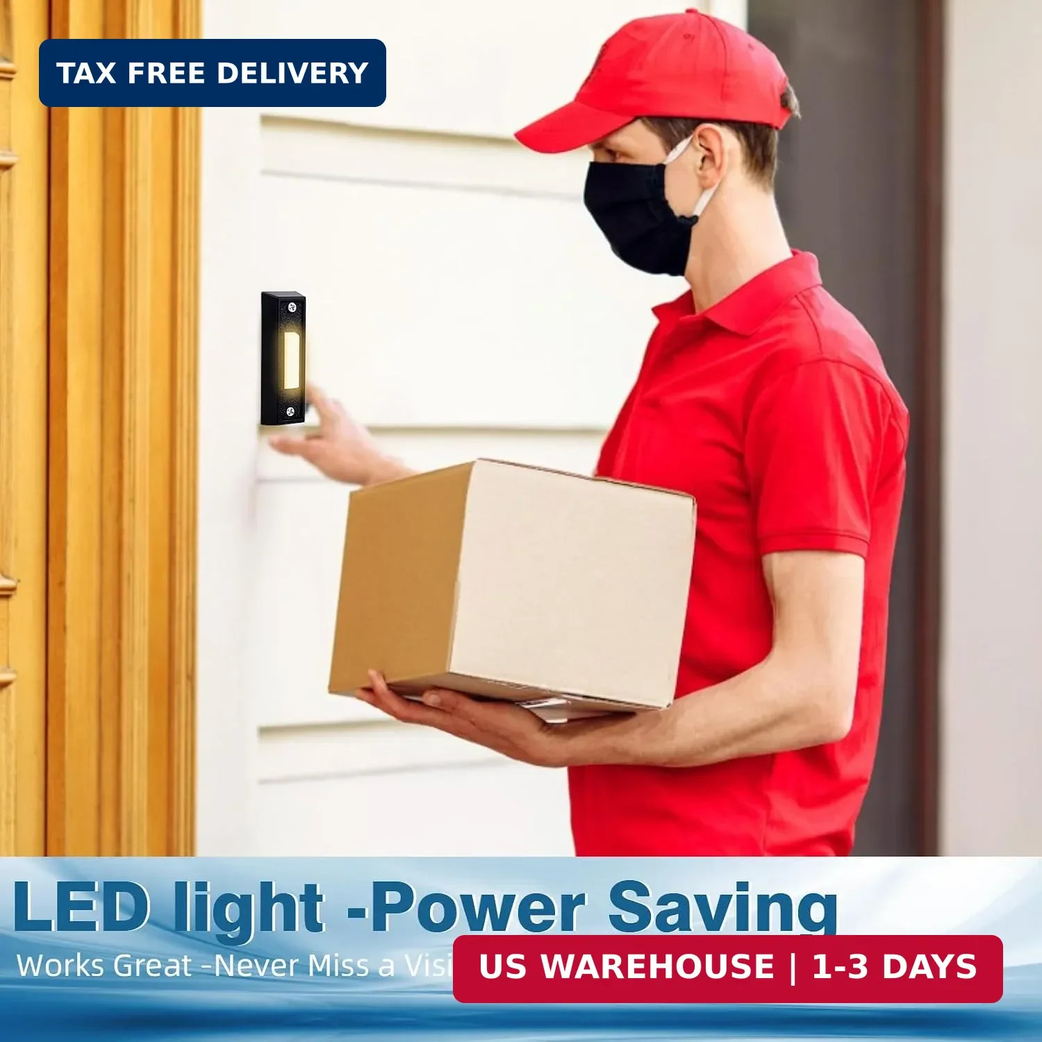 2 Pcs Lighted Doorbell Button, Wired Door Bell Push Button Replacement Door Bell