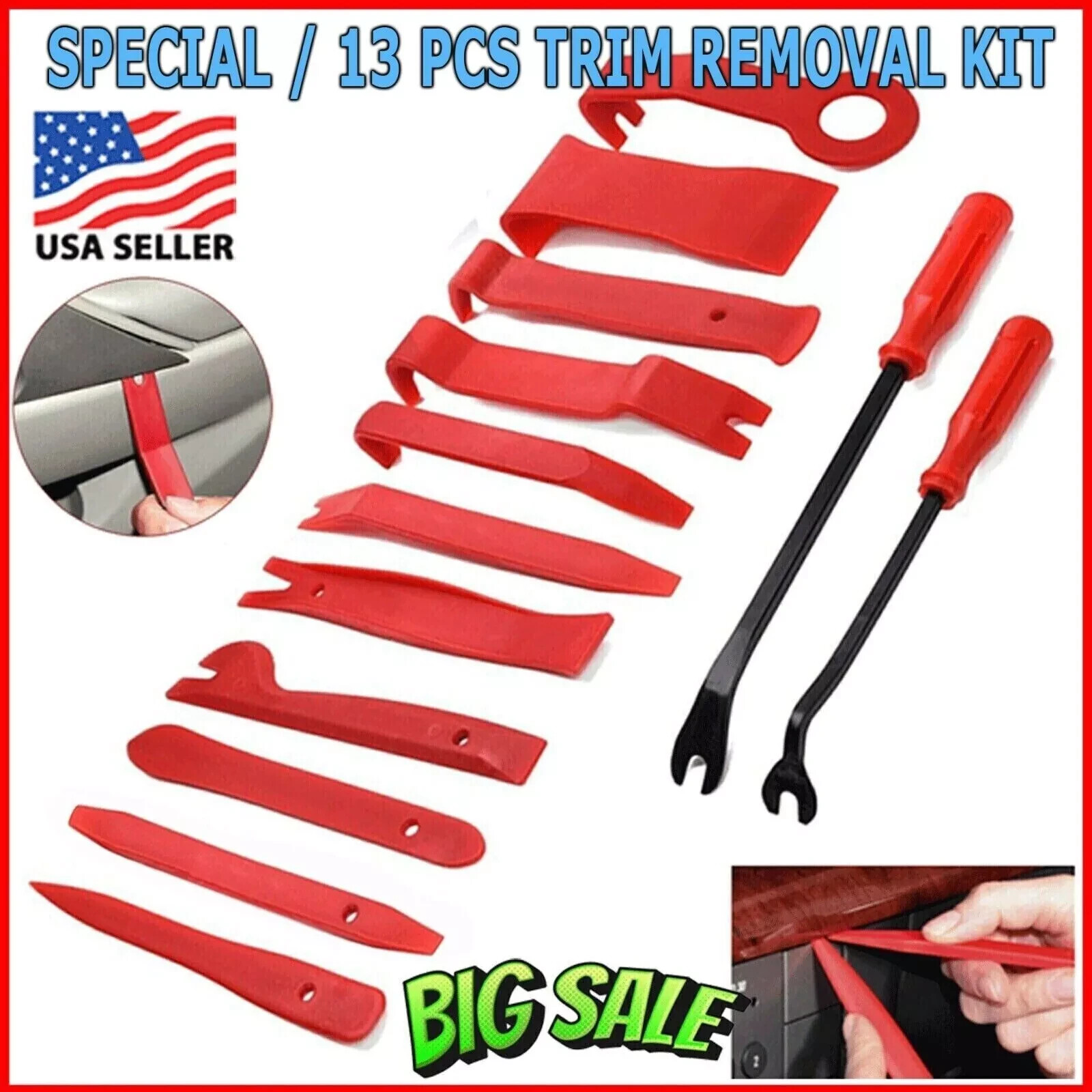 13pcs Plastic Trim Removal Pry Tool Set for Car Radio Panel Door Dash Clip Kit