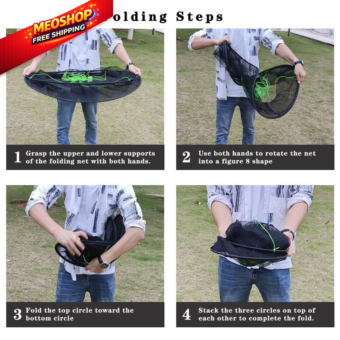 Drasry Fishing Net Trap for Bait Minnow Shrimp Crayfish 33.5 x 39.4", Black