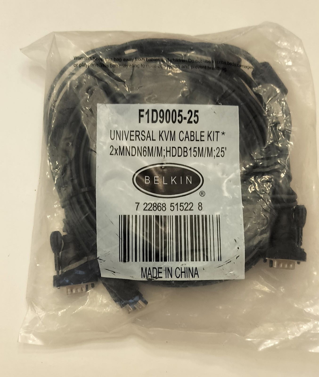 Belkin F1D9005-25  OmniView All in 1 PS/2 Pro Kit 25ft KVM Cable