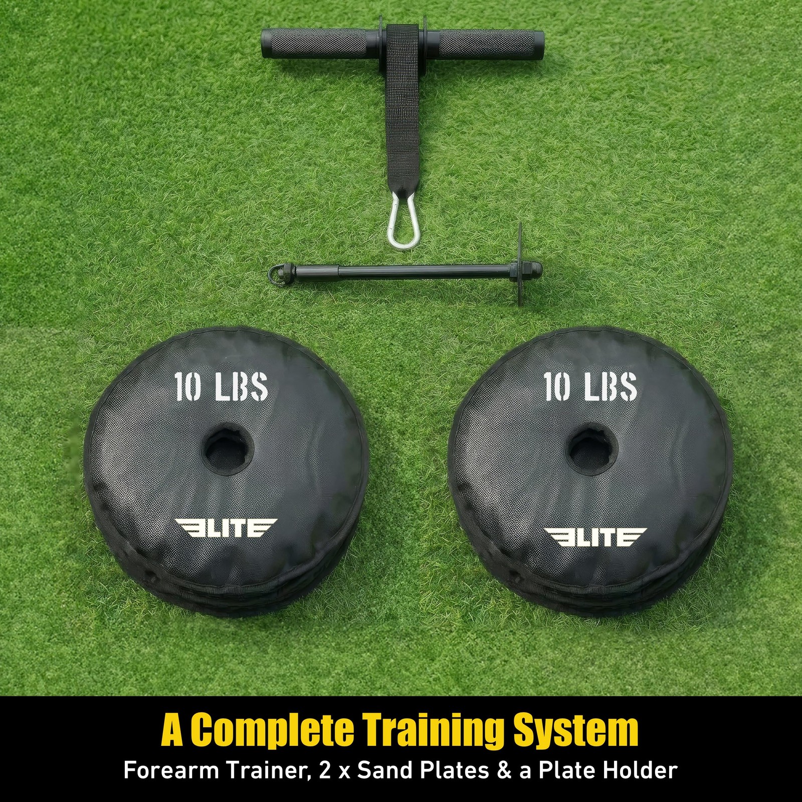 Elite Forearm Strengthener, Forearm Roller with 2x10lbs Sand Plates, Plates H...