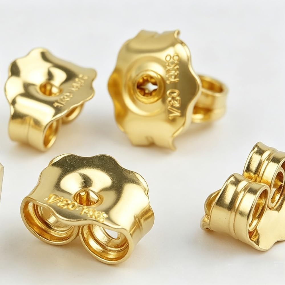 14K Gold Earring Backs for Stud Earrings - Yellow Locking (3 Pairs)