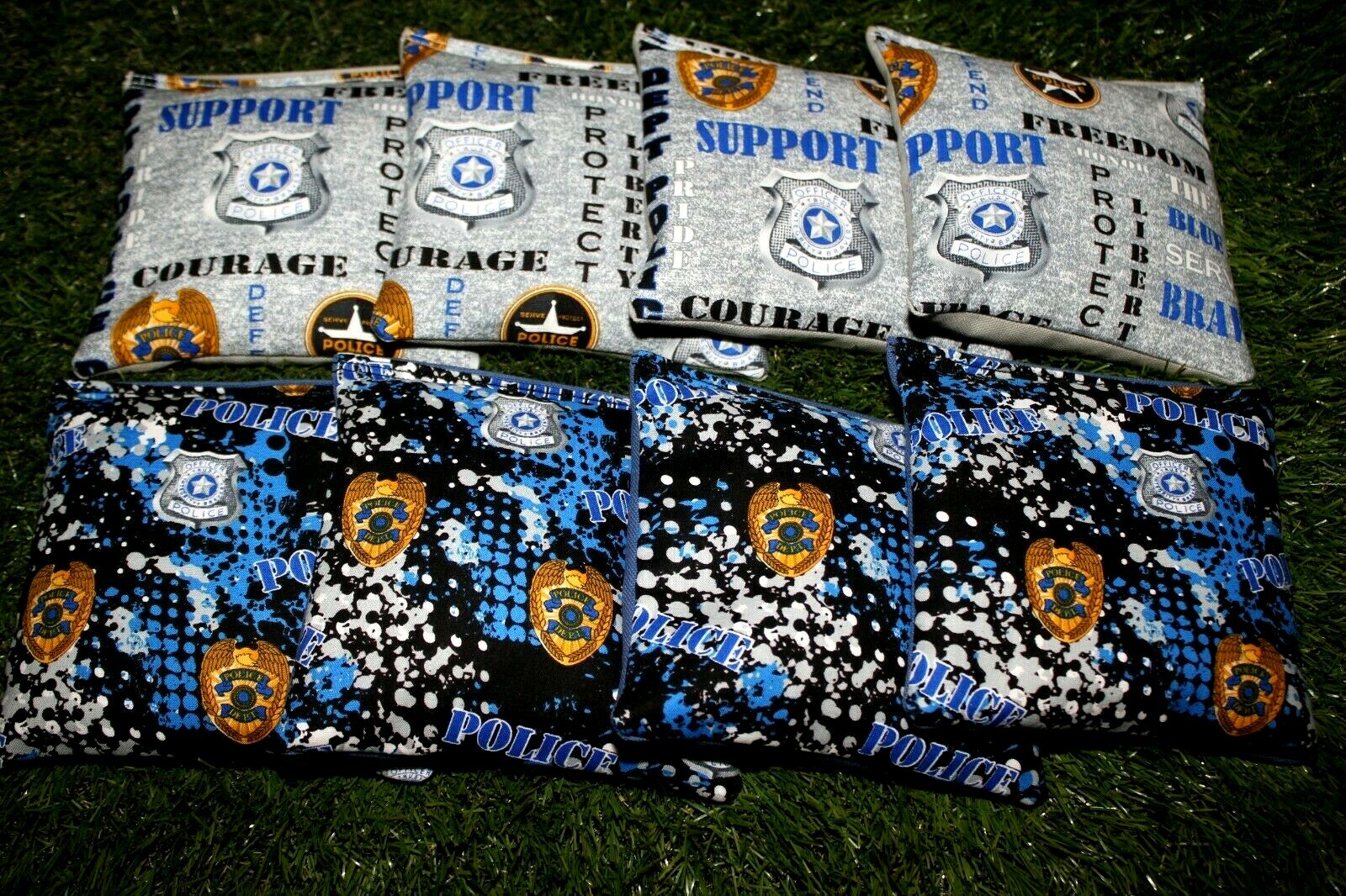 Cornhole Bean Bags Set of 8 ACA Regulation Bags POLICE BLUE LIVES MATTER