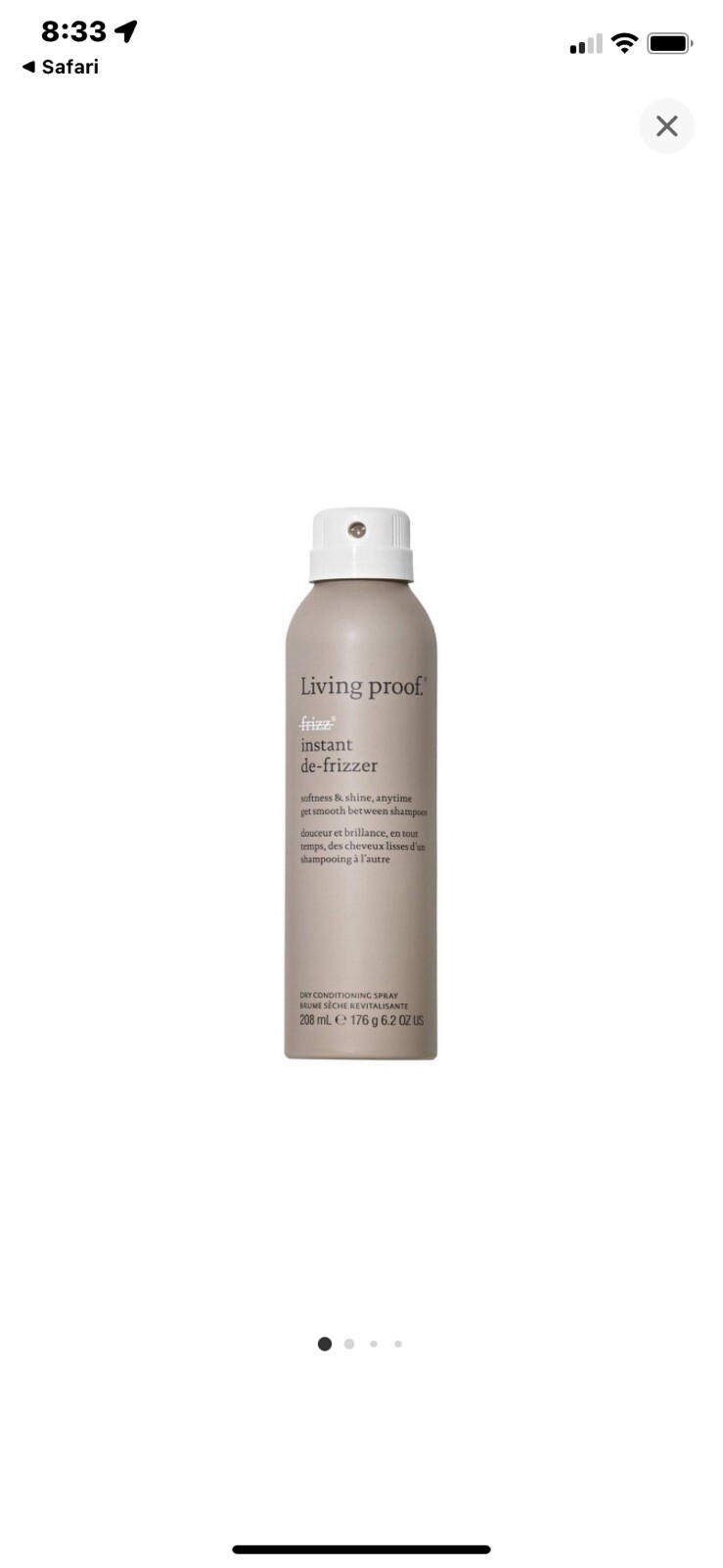 Living Proof No Frizz Instant De-Frizzer Dry Conditioning Hairspray 6.2 Oz Large
