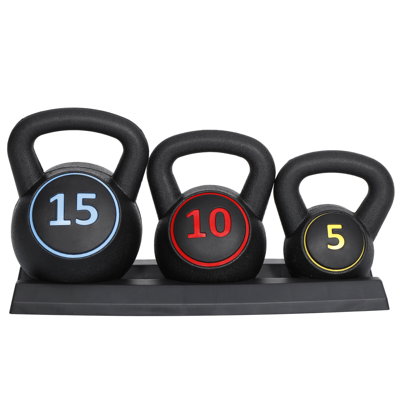 Set of 3 Kettlebell Set Fitness Weight Set Strength Training With Base Rack