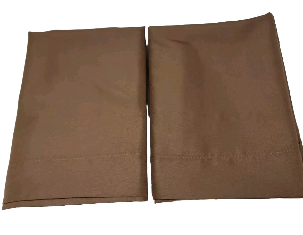 2 Chocolate Brown Pillowcases  20 X 38 King.  Polyester Microfiber