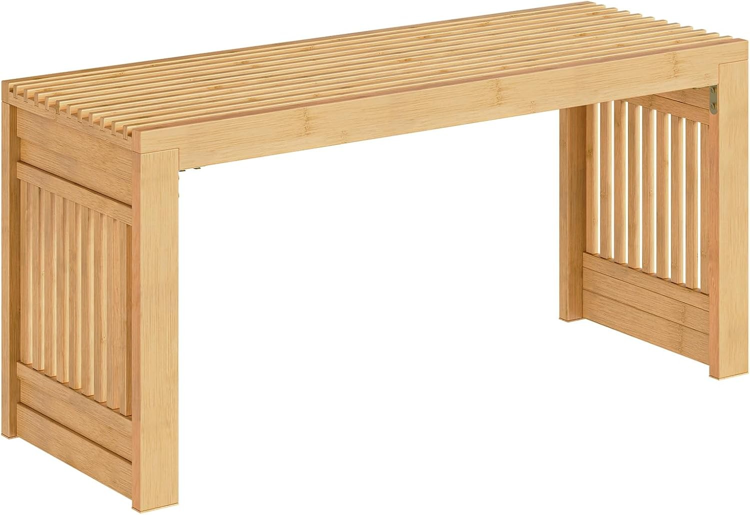 Bamboo Dining Bench 35 inch Farmhouse Kitchen Table Bench Solid Bamboo Dining