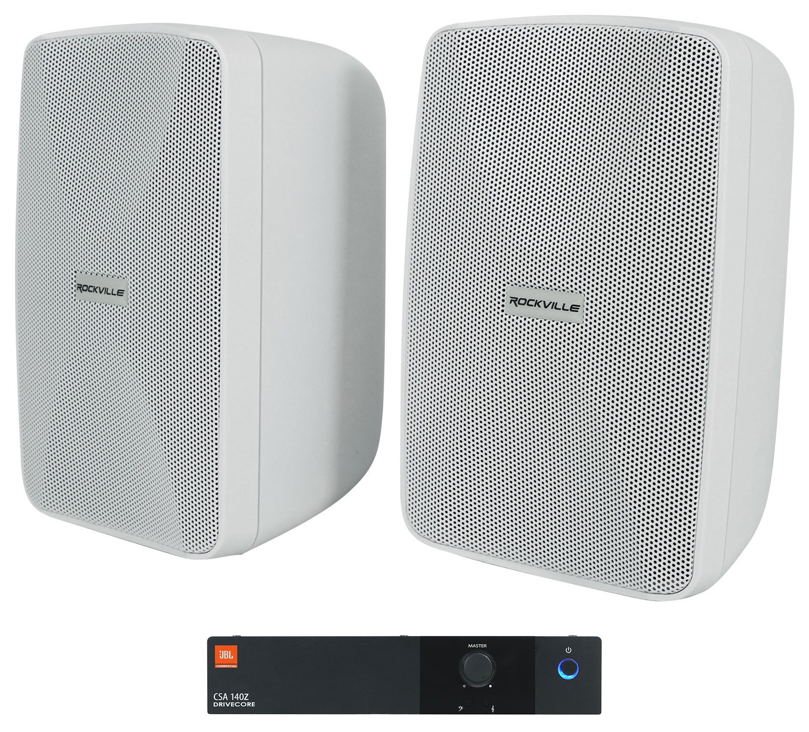 JBL CSA 140Z Commercial 70v Amplifier+(2) White 4" Wall Mount Swivel Speakers