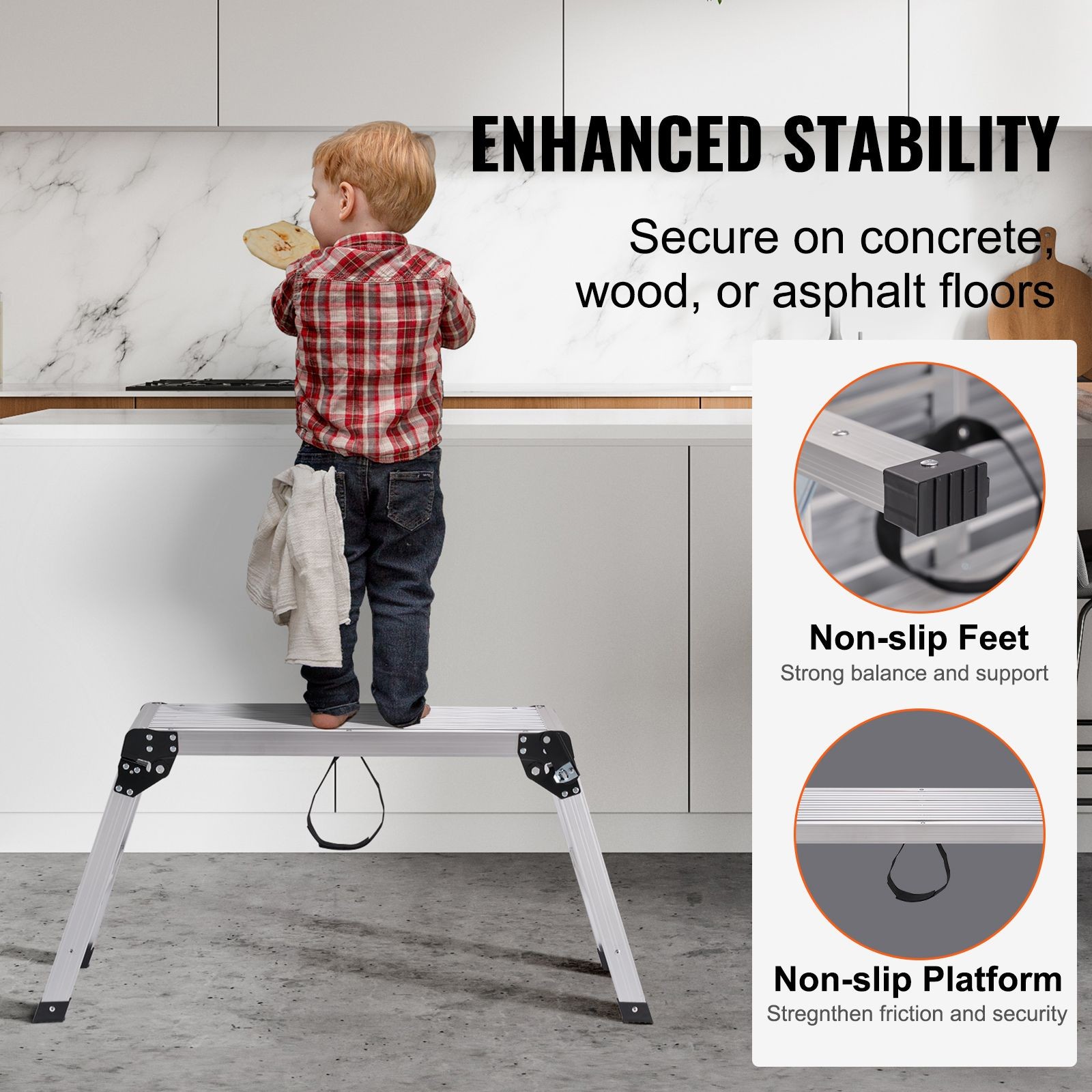 Folding Work Platform, 330 lbs Load Capacity, Aluminum Drywall Stool Ladder