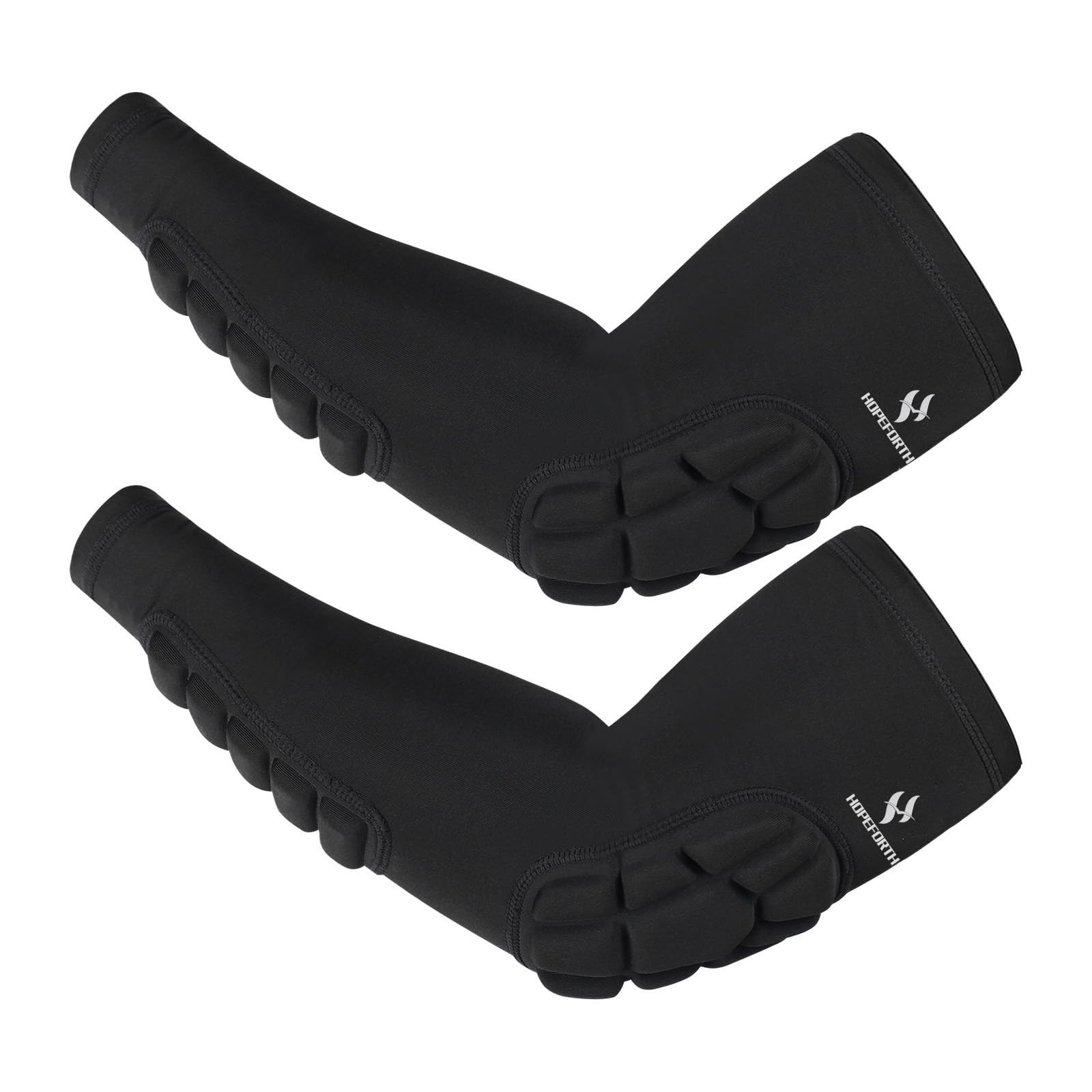 2PCS Padded Elbow Forearm Sleeves Compression Arm Protective Support Black