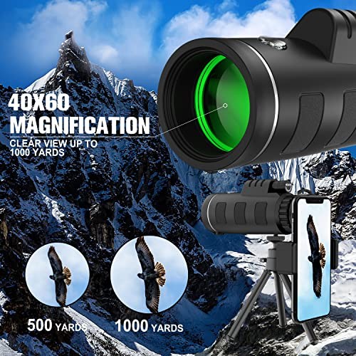 JIASIFU 40X60 HIGH DEFINITION MONOCULAR TELESCOPE SMARTPHONE ADAPTER BLACK