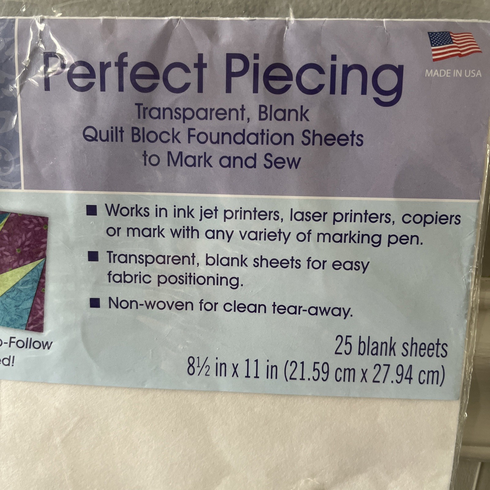 June Tailor Perfect Piecing - Foundation Sheets - 25 Sheets Pack