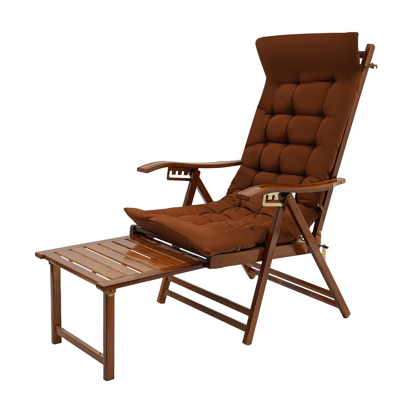 Bamboo Lounge Chair Folding Reclining Chair W/Adjustable Backrest Folding Chair