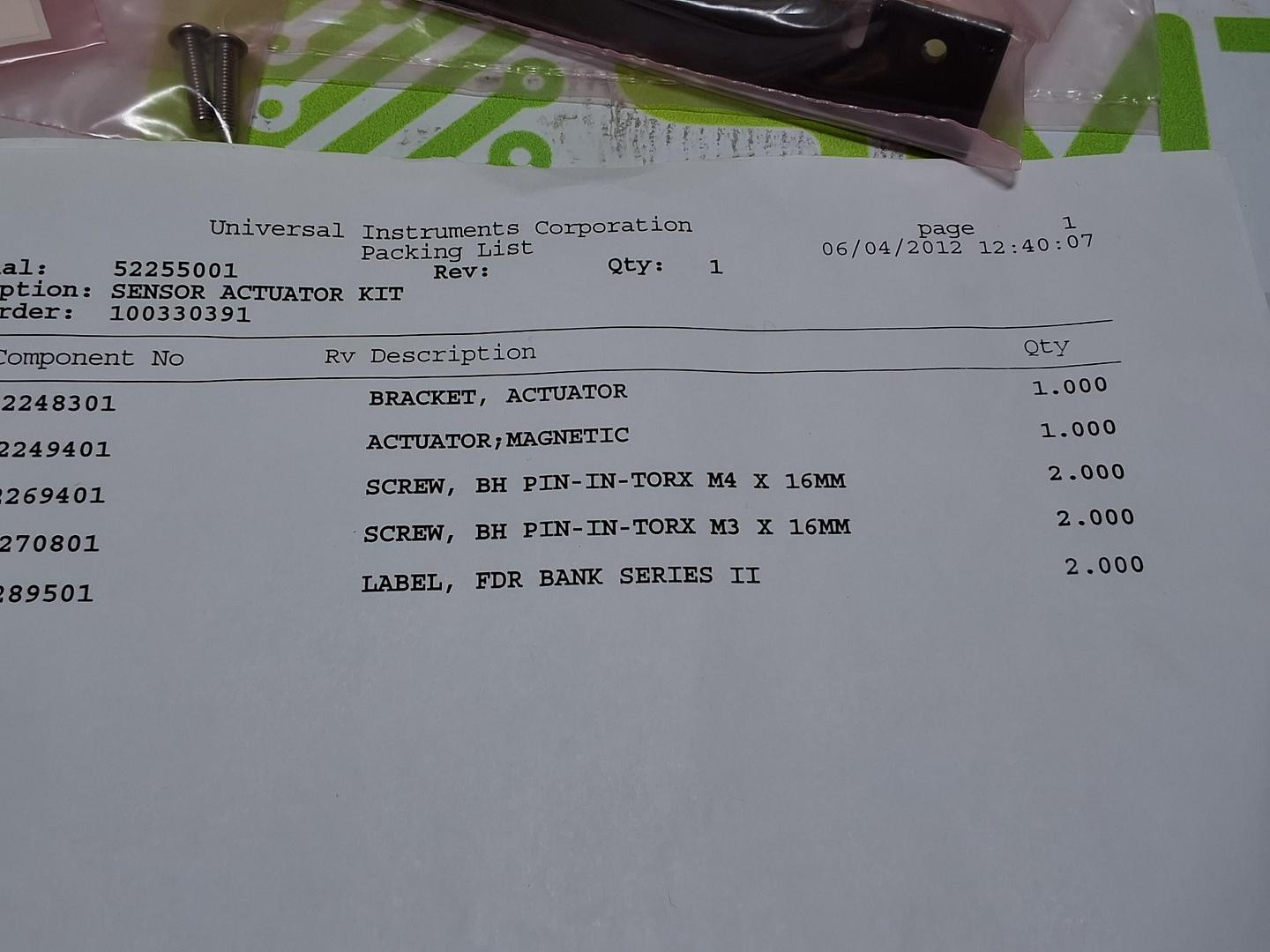 UNIVERSAL INSTRUMENTS 52255001 SENSOR ACTUATOR KIT - BRAND NEW