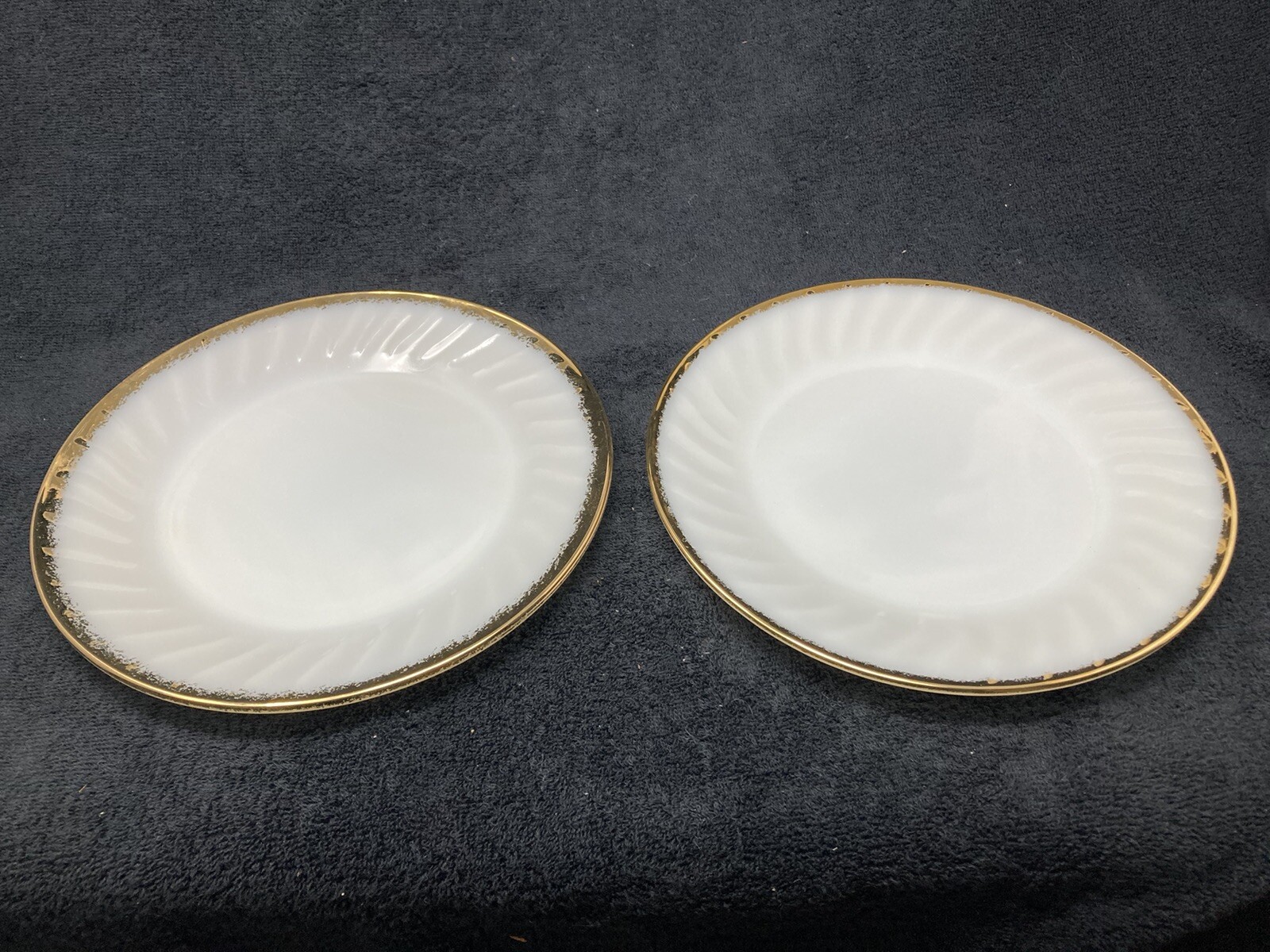 Fire King golden swirl anniversary dinner plates