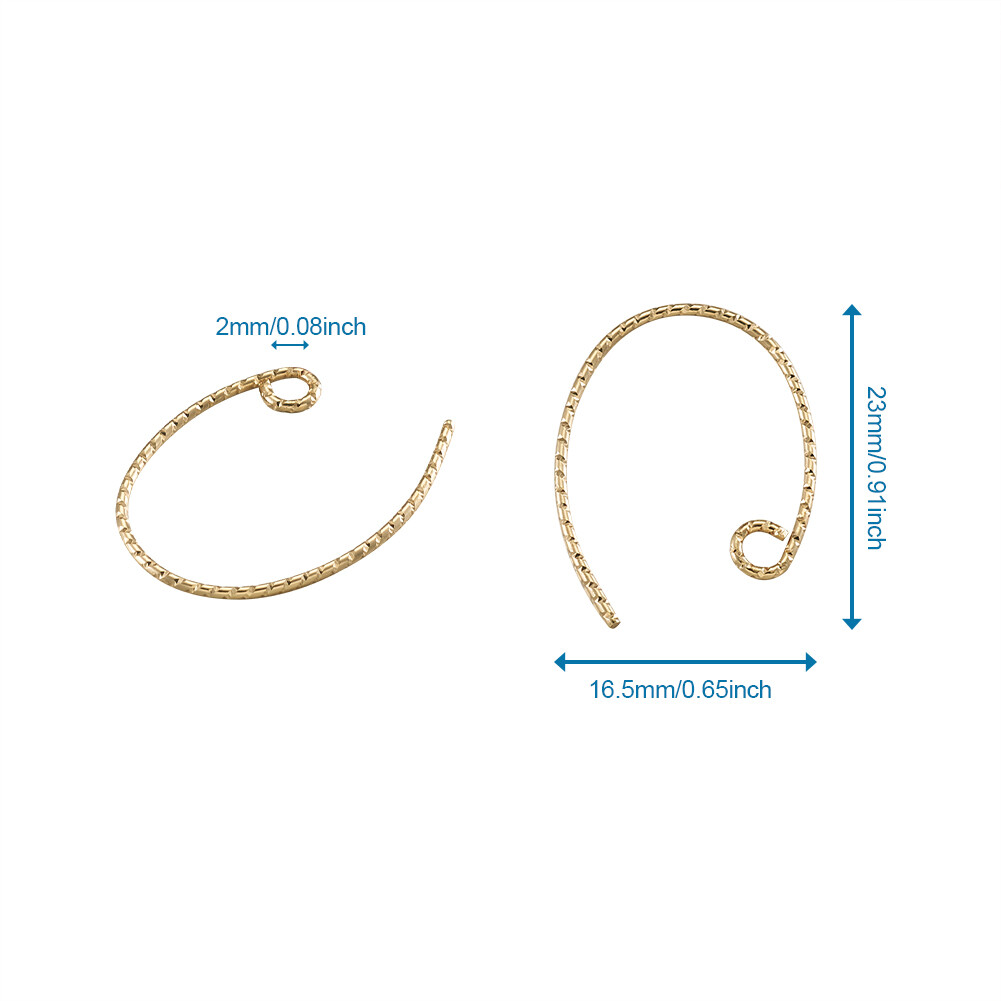 100pcs Real 18K Gold Plated Brass Earring Hooks Dangle Earwire Loop 23x16.5mm