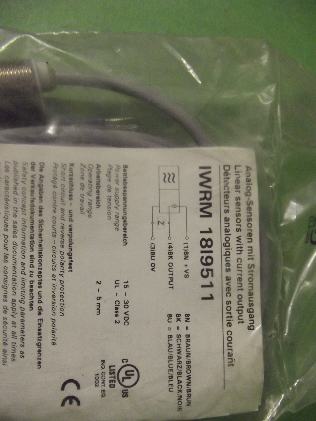 Baumer IWRM 18I9511 Linear sensors with current output