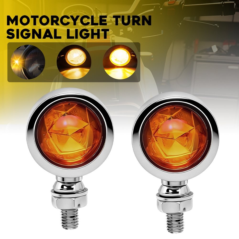 12V Motorcycle Bullet Amber Turn Signal Blinker Running Light Indicator Chrome