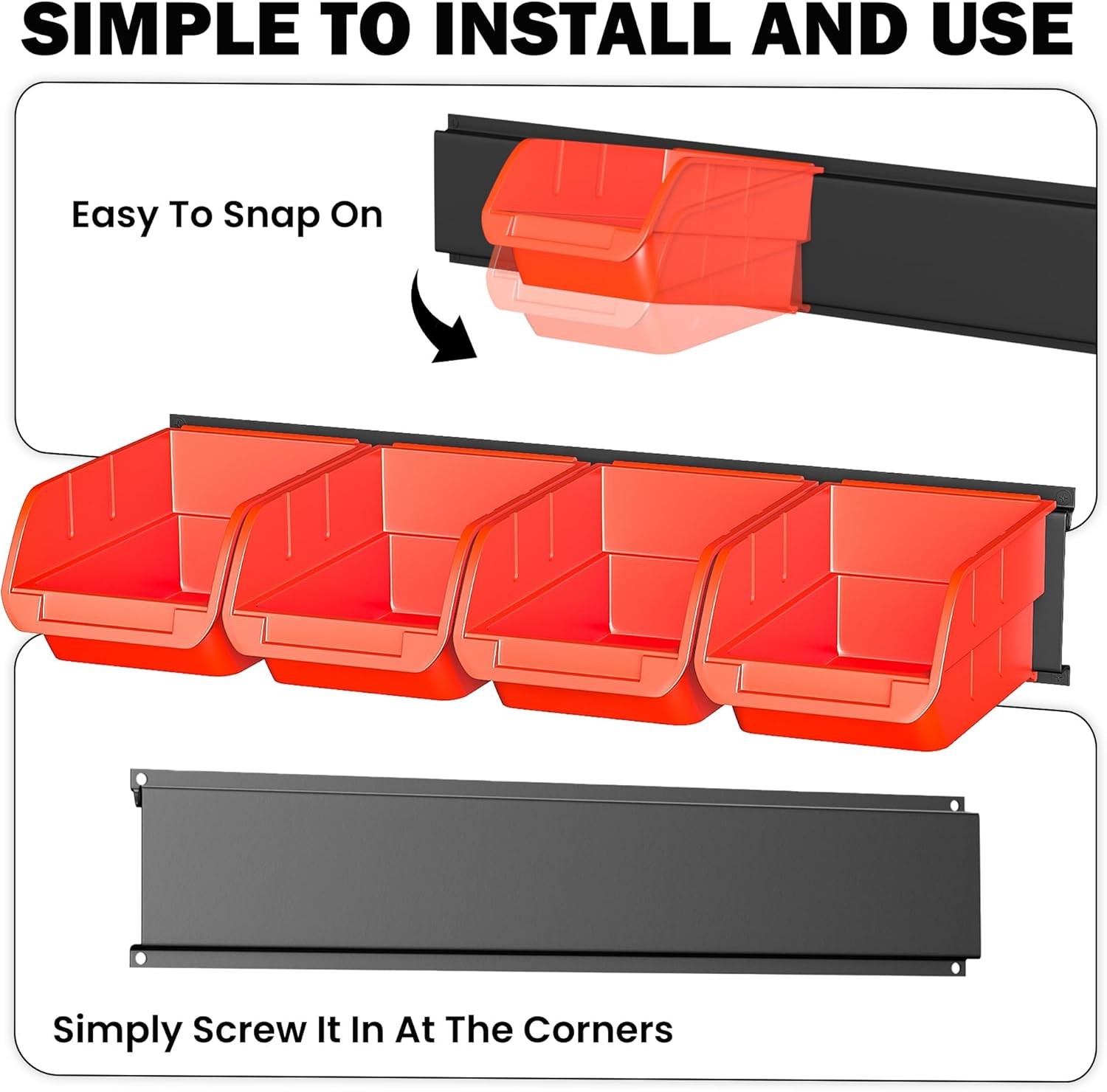Ultrawall Wall Mounted Storage Bins, Plastic Hanging Storage Organizer Bins