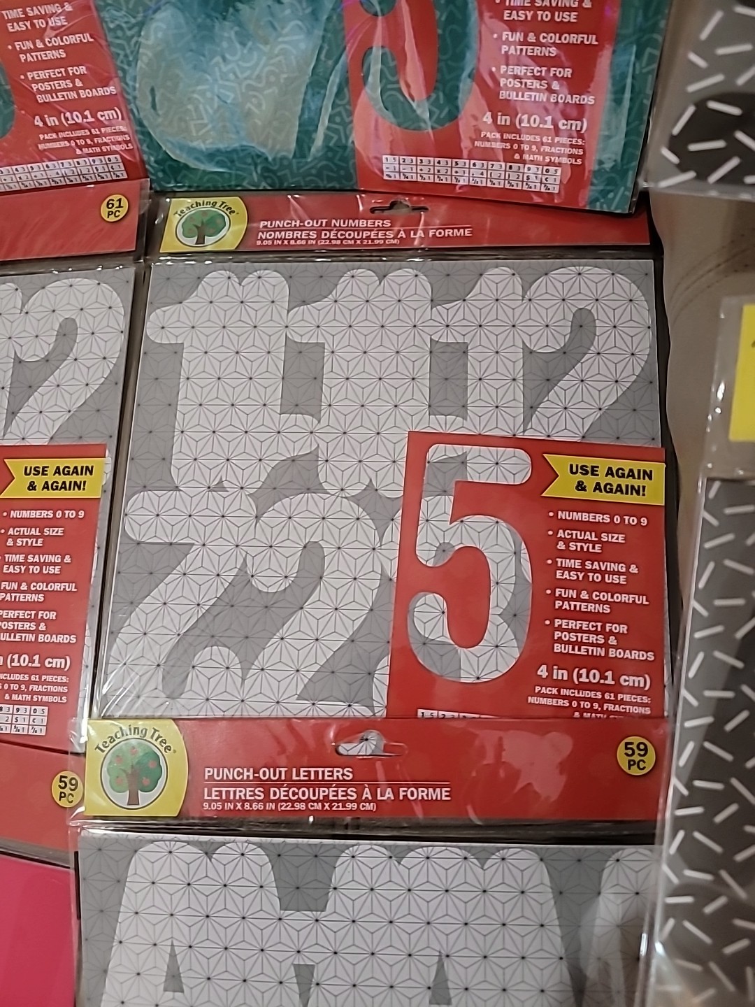 9 X Die-Cut Letters, Numbers, Punctuation - Multi -total 541 Pc - Teaching Tree