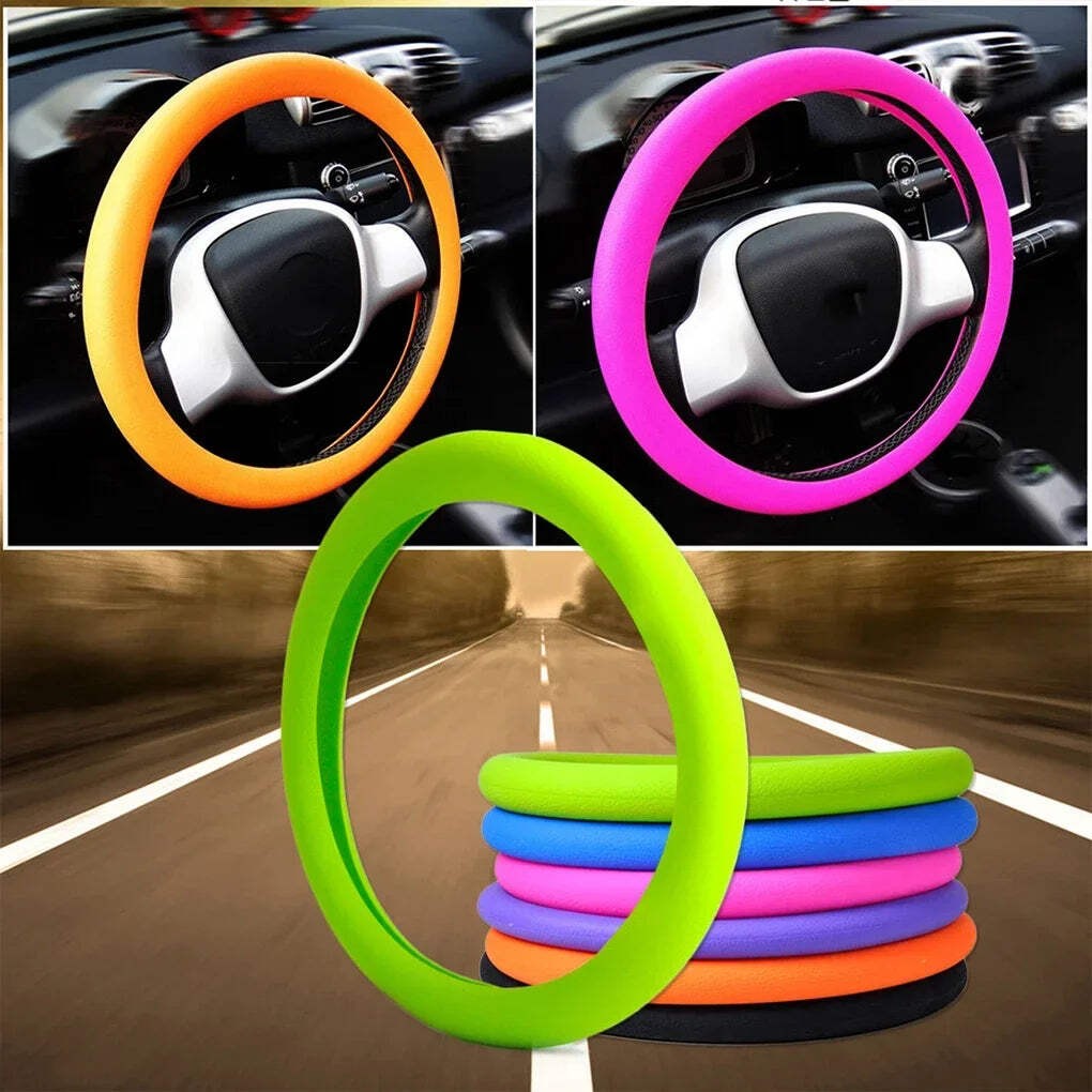 Universal Silicone Car Steering Wheel Cover Elastic Non-Slip Soft Auto Decor