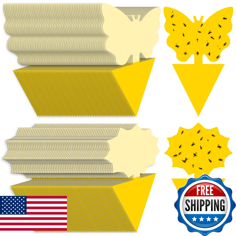 Landisun 120Pcs Fruit Fly Traps Yellow Sticky Traps Fungus Gnat Traps Insect