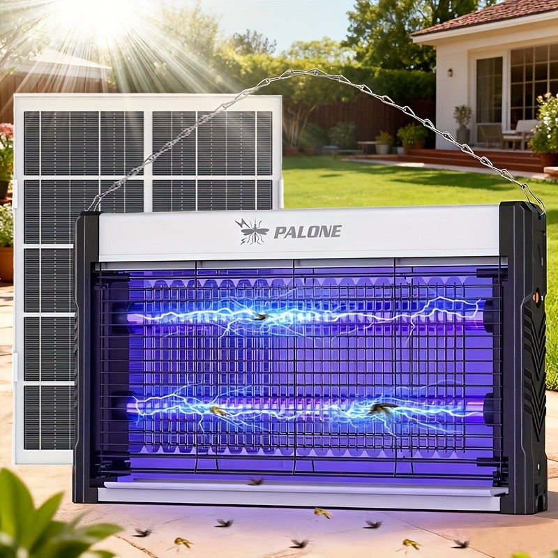 Solar Bug Zapper Outdoor With 7.5W Solar Panel Rechargeable UV Mosquito Zapper
