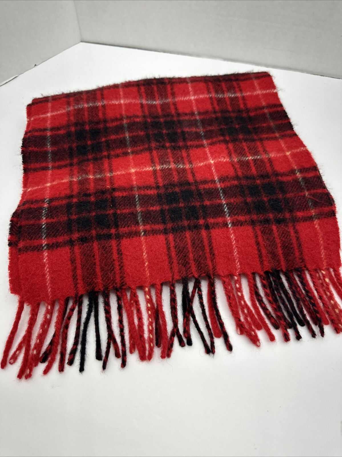 100% Cashmere Scarf Target  Red Plaid Soft 10"x68"