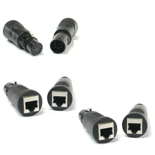 3 Sets VRL RJ45 Ethernet to 5 Pin XLR DMX Female & Male Adapter Set