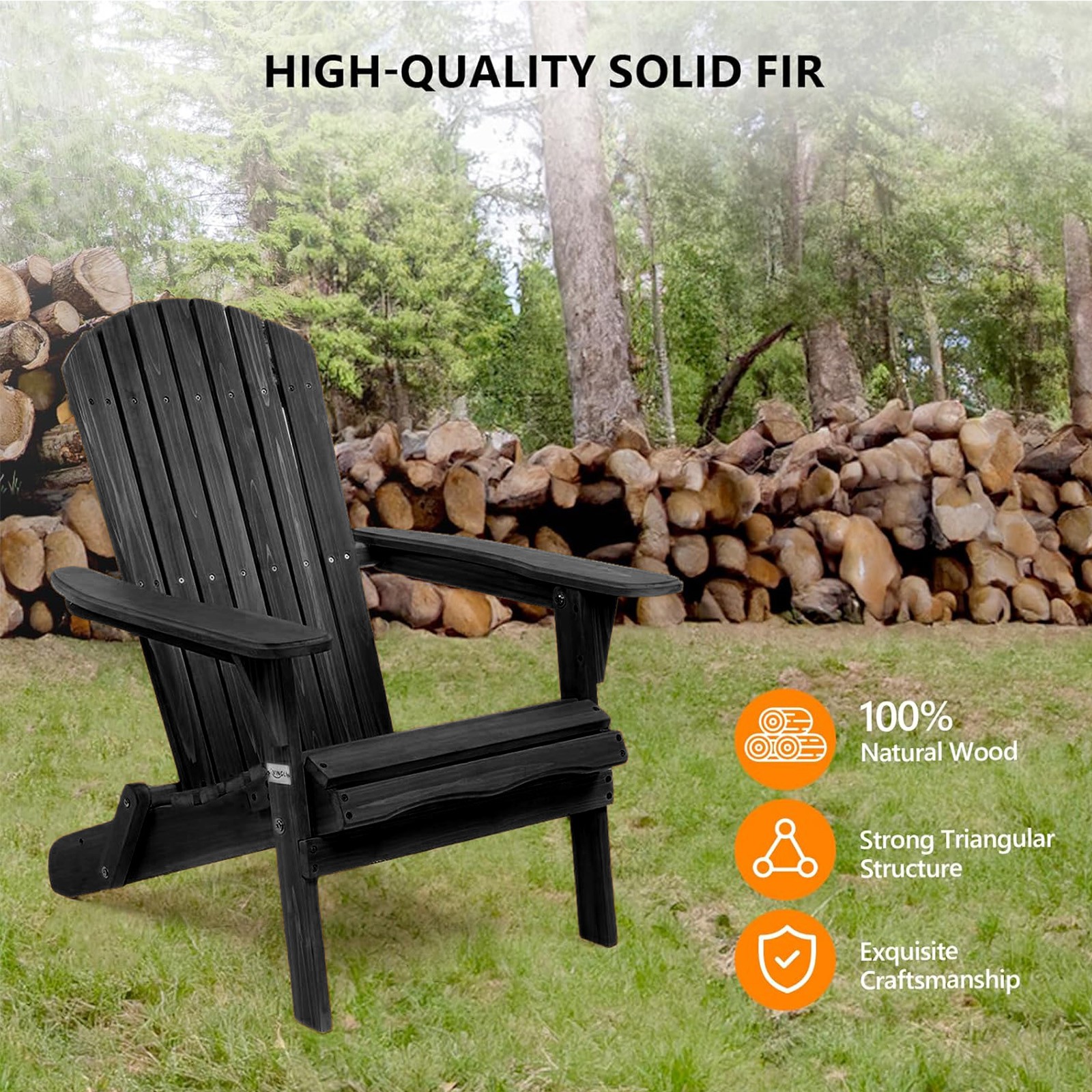 Wooden Adirondack Chairs 1-2PC Folding Patio Furniture Lounge Seat forOutdoor