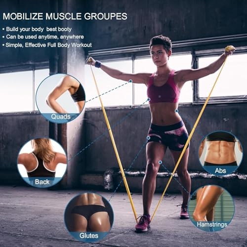 5 Pcs Professional Resistance Bands. Latex-Free, Pilates Band, 5 Colour Set