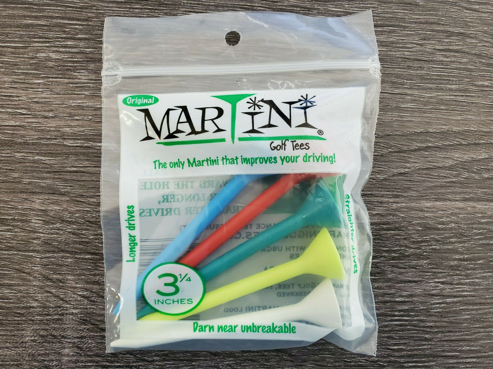MARTINI Golf Tees 1 pack of 5 assorted color 3 1/4" Longer Drives NEW