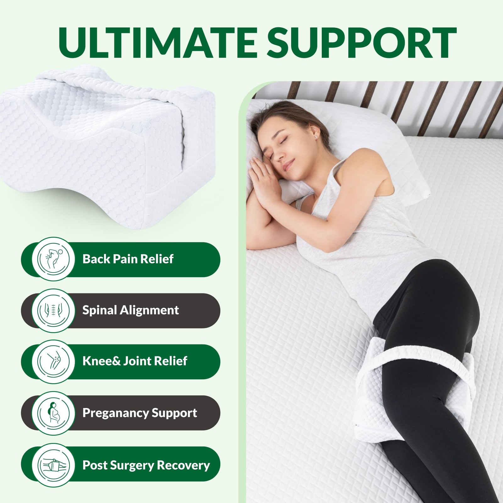 Knee Pillow for Side Sleepers - Between Legs Pillow for Side Sleeping, Back &...