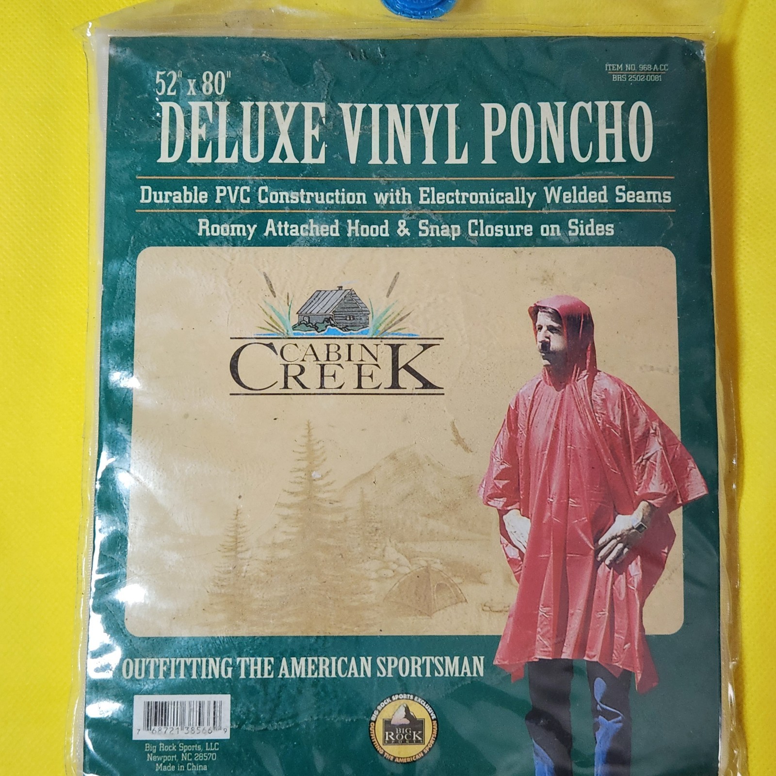 Deluxe Vinyl Poncho 52 x 80 By Big Rock Sports Clear Color Hood And Snap Closure
