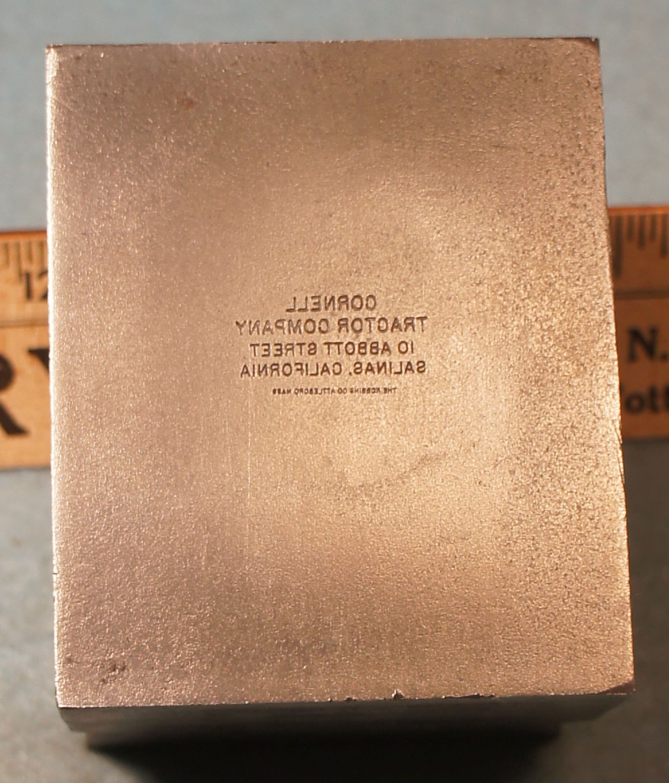 1931 CATERPILLAR TRACTOR Watch Fob SALINAS CA Back Text STEEL STAMPING DIE RH221